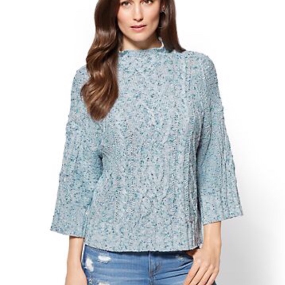 FINAL DISCOUNT Cable Knit Baby Blue Sweater